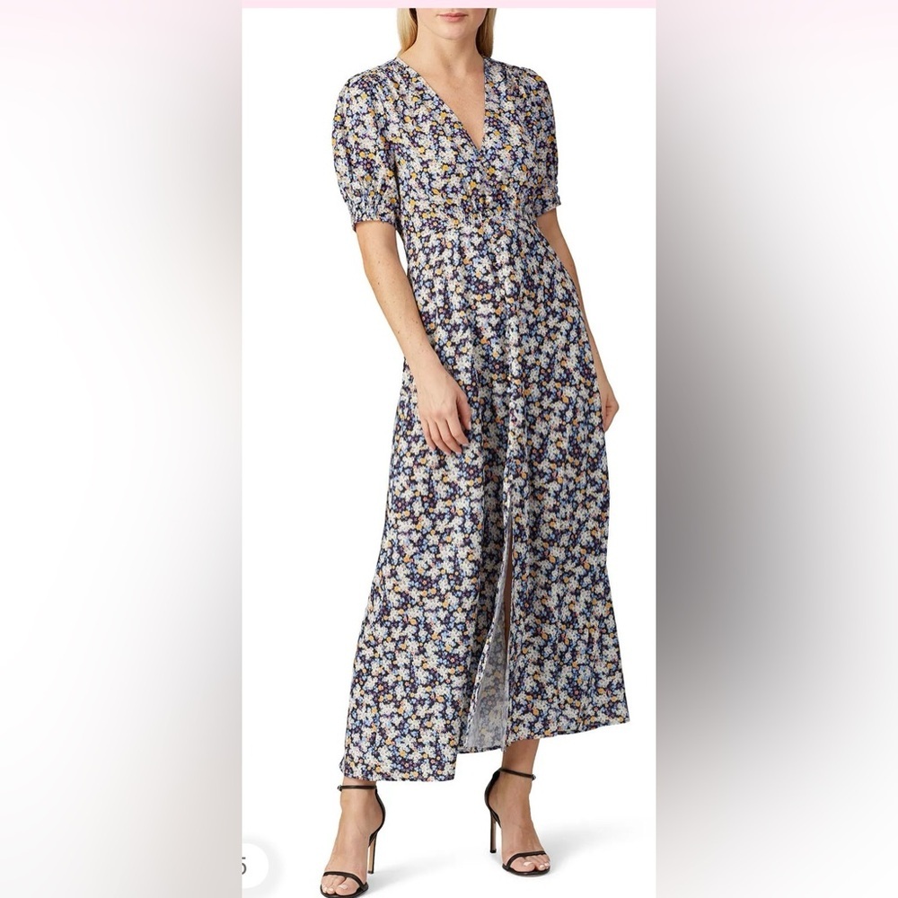 ROAM Corsica floral button front long dress sz M